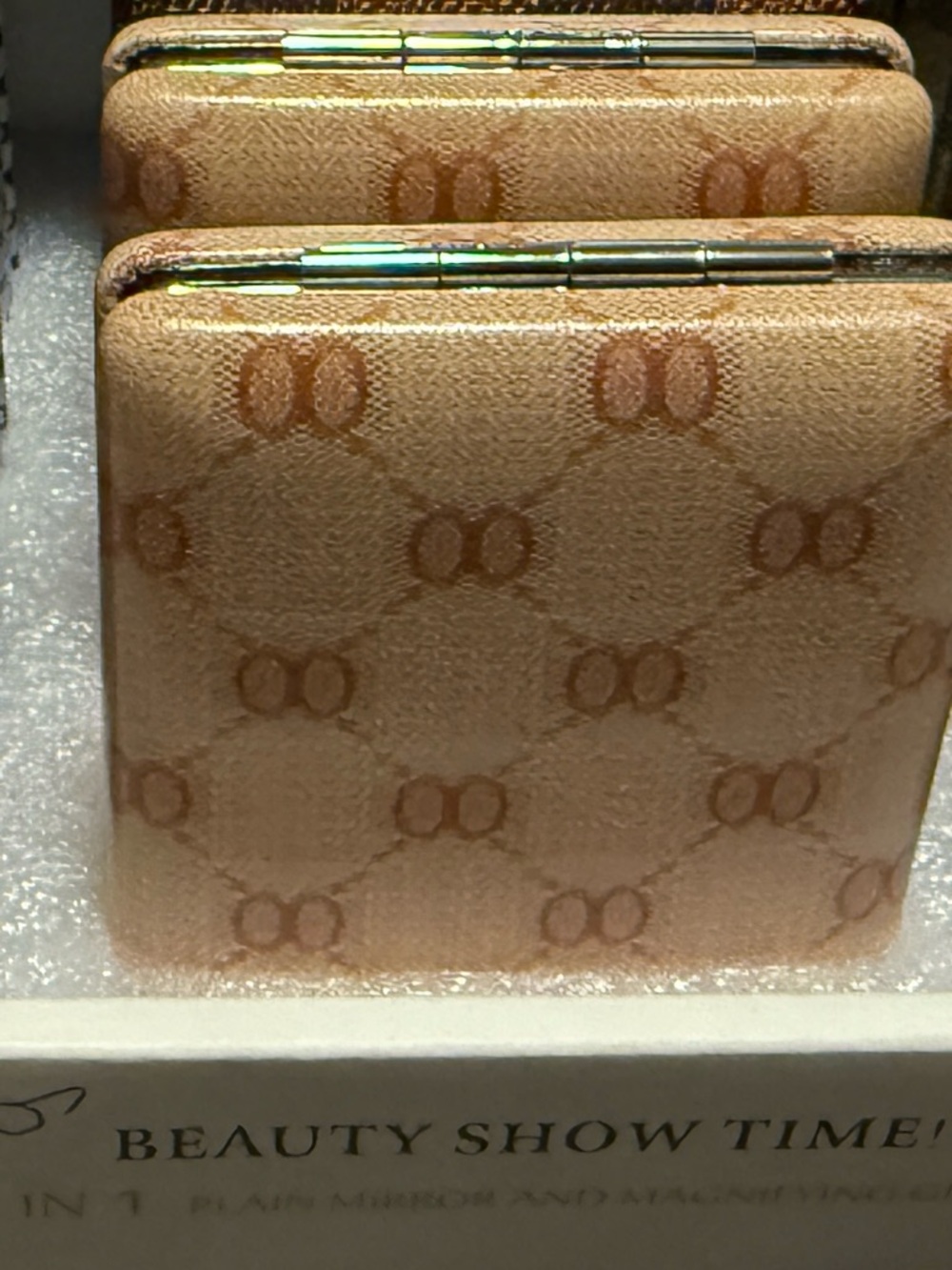 Compact Folding Mirror with infinity Design - Beige
